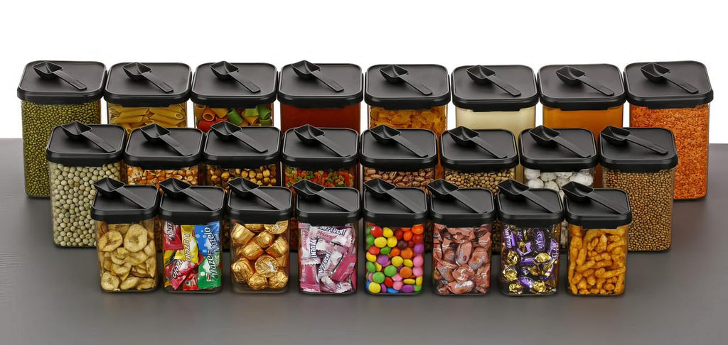 flymore Plastic 1400Ml Airtight Containers Set For Kitchen Storage And Containers Box For Pantry Organization And Container For Kitchen Storage,Set of 24-(350ml+650ml+950ml+1400 ml)