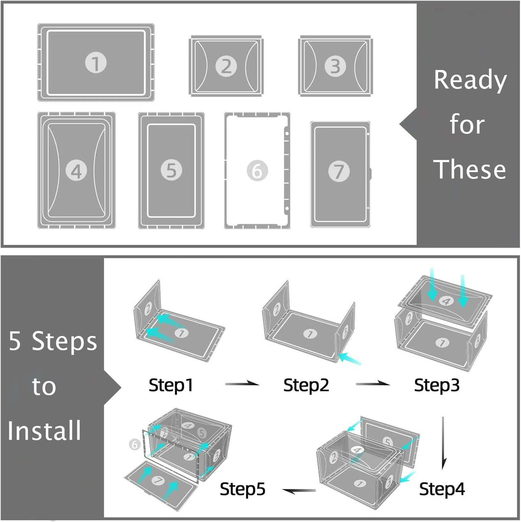 AYSIS Multipurpose Sneaker Containers Bins,Shoe Storage Box,Clear Plastic Stackable Shoe Organizer For Closet,Space Saving Foldable Shoe Sneaker Containers Bins Holders (Pack Of 3,White Transparent)