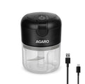 AGARO Elite Rechargeable Mini Electric Chopper, Food Grade Bowl, Stainless Steel Blades, Rechargeable, One Touch Operation, for Chopping Garlic, Ginger, Onion, Vegetable, Nuts, 250 Ml, Black