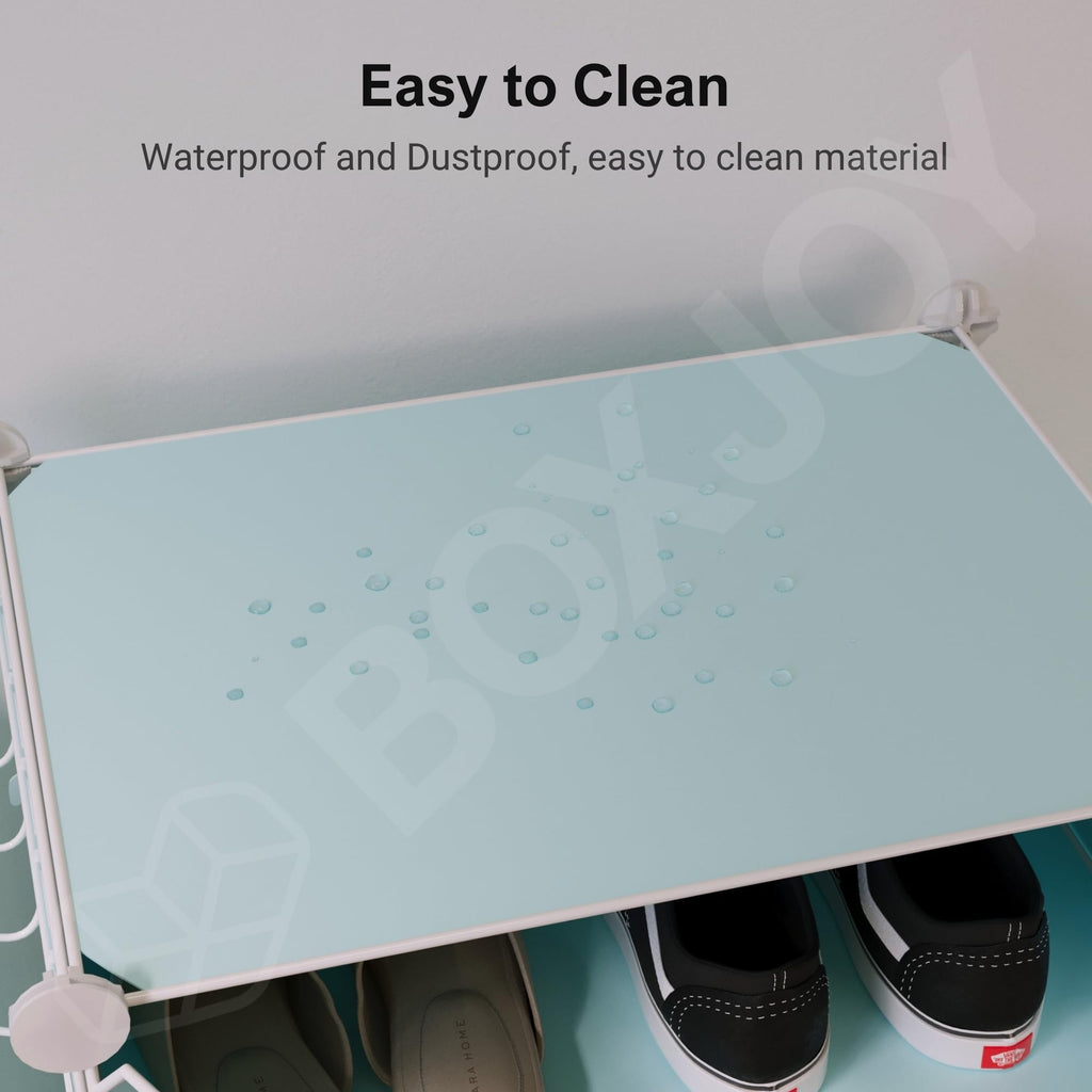 BOXJOY 6 Shelf Black Shoe Rack with 3 Brown Doors & Steel Holder | Hard PET Plastic Door with Metal Frame & Wooden Hammer, Home Shoes Stand Organiser with Feet to Cover Sandals Chappal Slipper