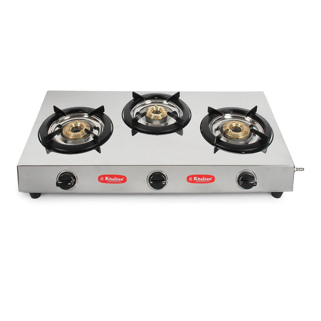 Khaitan 3 Burner Inalsa Stainless Steel Manual Gas Stove (3 Burners)