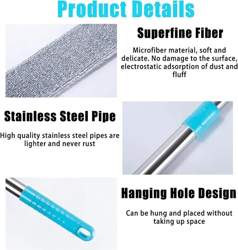 Gap Dust Cleaner Under Appliance | Microfiber Duster with Extension Pole | Flexible Cleaning Brush for Bed, Sofa, Ceiling & Furniture Bottom (Multicolor)
