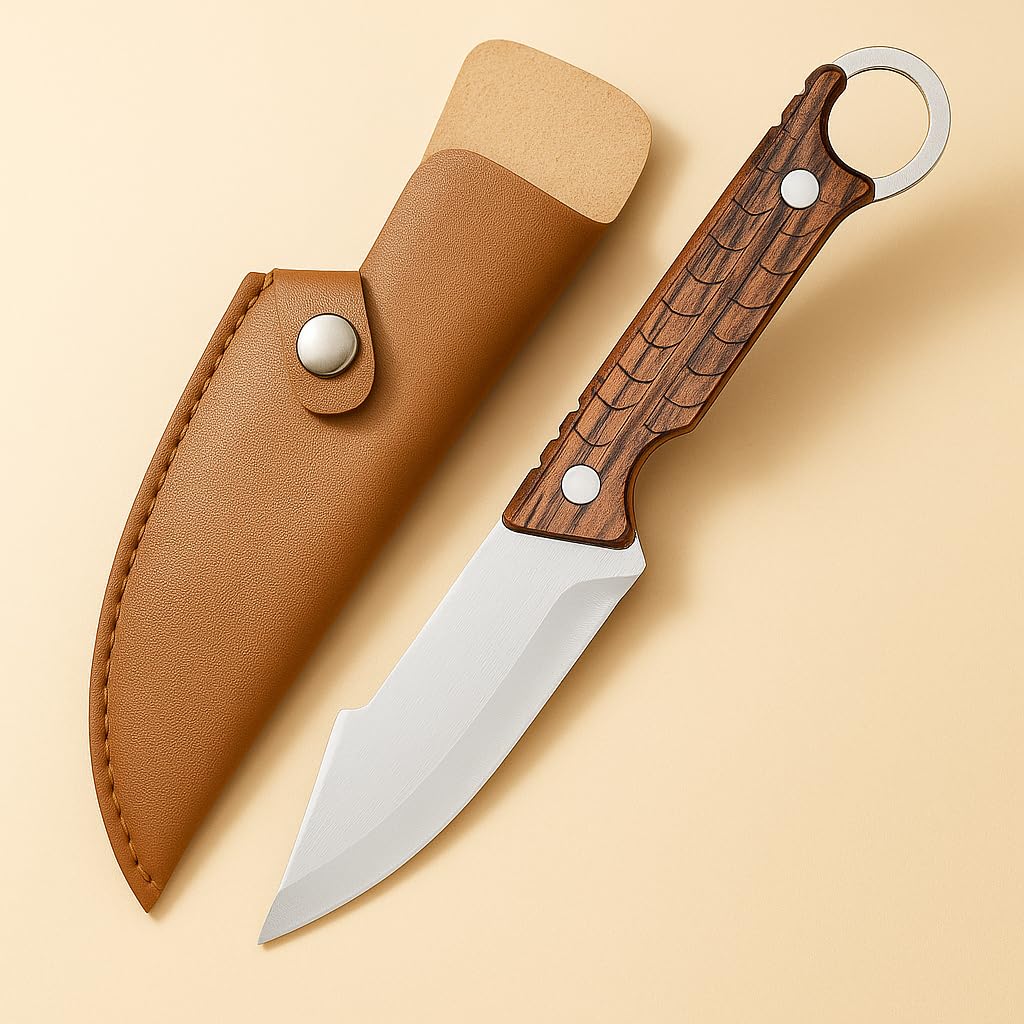 Machado Hybrid Hand-Sharpened Mongolian Knife with Leather Sheath - Forged Boning Multipurpose Meat Cleaver Butcher Knives Home & Kitchen