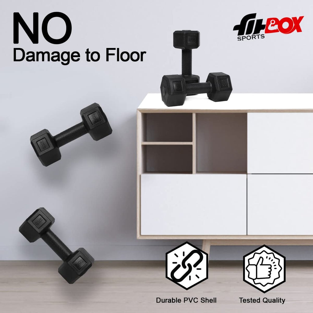 FitBox Sports 4kg Exlusive Octa PVC Fixed Dumbbells (2kg x 2) Black