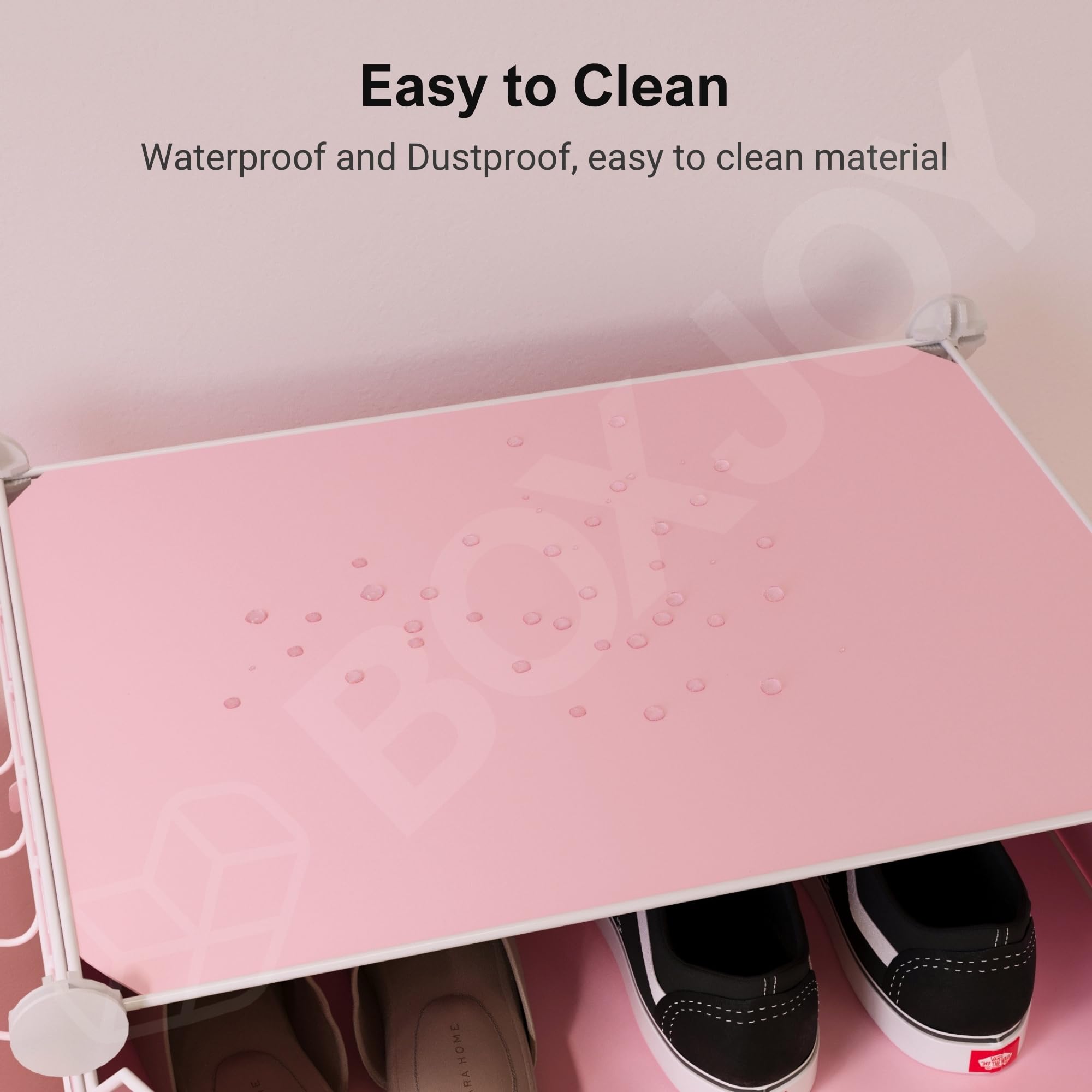 BOXJOY 6 Shelf Black Shoe Rack with 3 Brown Doors & Steel Holder | Hard PET Plastic Door with Metal Frame & Wooden Hammer, Home Shoes Stand Organiser with Feet to Cover Sandals Chappal Slipper