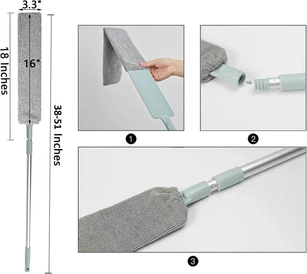 Gap Dust Cleaner Under Appliance | Microfiber Duster with Extension Pole | Flexible Cleaning Brush for Bed, Sofa, Ceiling & Furniture Bottom (Multicolor)