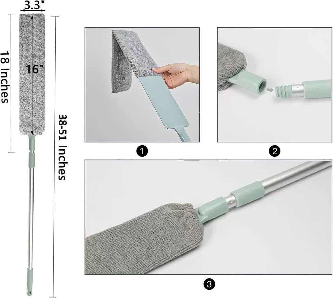 Gap Dust Cleaner Under Appliance | Microfiber Duster with Extension Pole | Flexible Cleaning Brush for Bed, Sofa, Ceiling & Furniture Bottom (Multicolor)