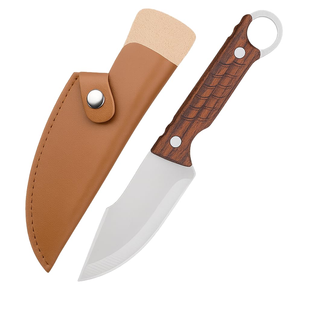 Machado Hybrid Hand-Sharpened Mongolian Knife with Leather Sheath - Forged Boning Multipurpose Meat Cleaver Butcher Knives Home & Kitchen