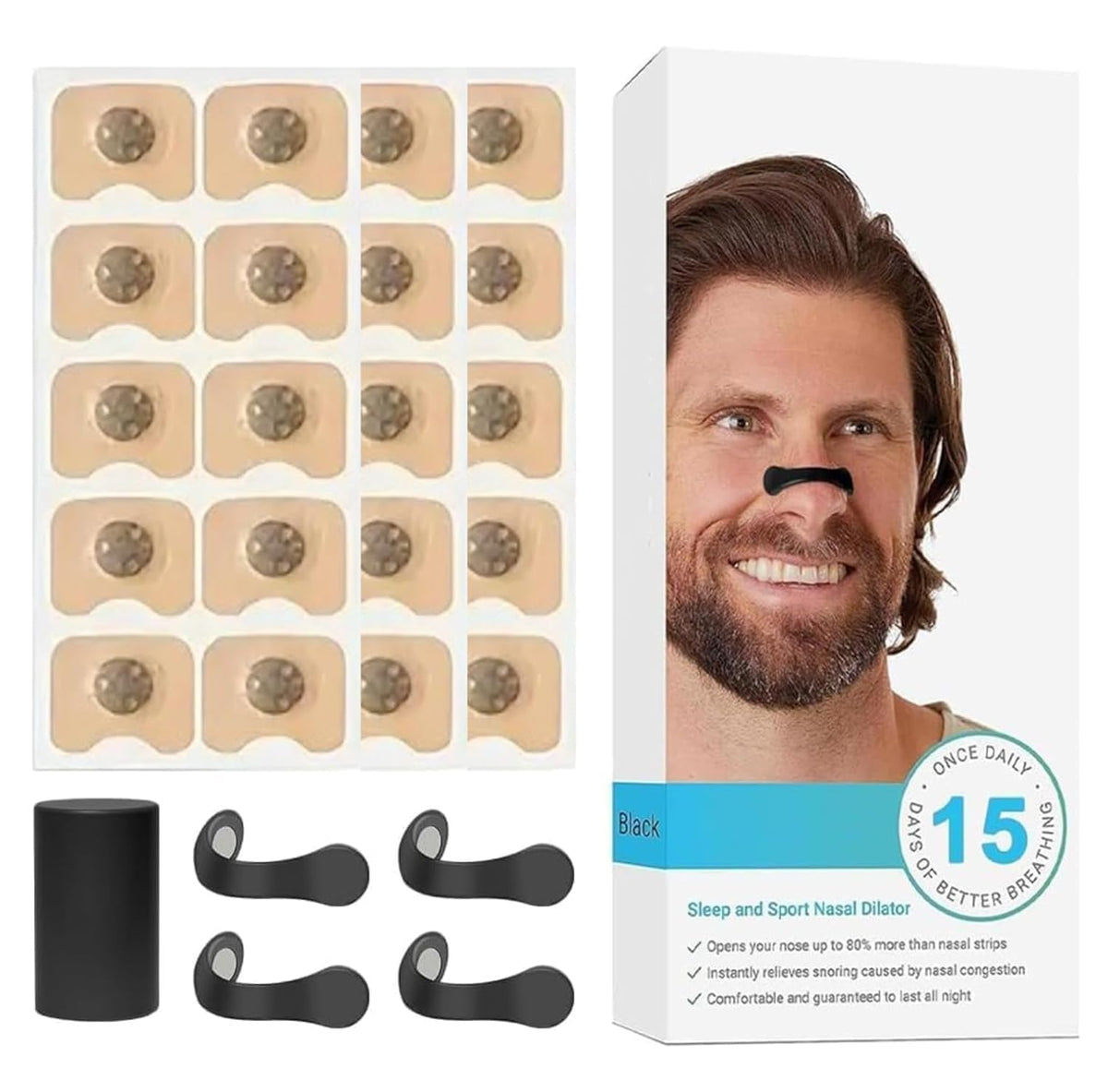 GONIRY Magnetic Nose Strips for Breathing | Snoring Stopper for Men | Nasal Strips for Breathing | Nasal Dilators For Breathing | Instant Relief From Snoring | Snore Stopper | Anti Snoring Nose Clip | Aohoo Tire (15 Days Full Kit)