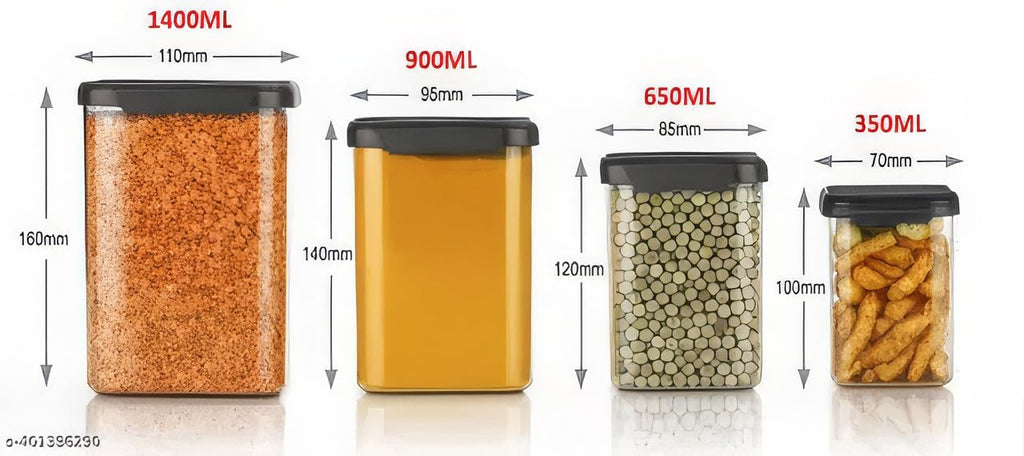 flymore Plastic 1400Ml Airtight Containers Set For Kitchen Storage And Containers Box For Pantry Organization And Container For Kitchen Storage,Set of 24-(350ml+650ml+950ml+1400 ml)