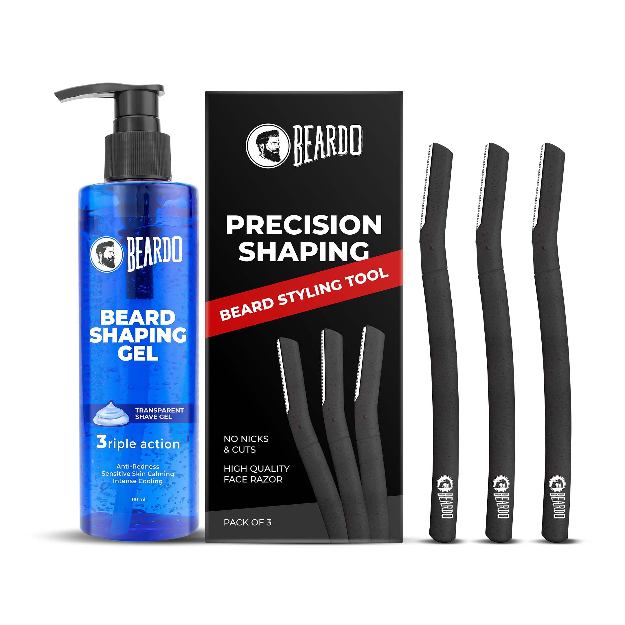 Beardo Beard Styling Tool for Men | Pack of 3 | Beard Styling Razor for Men | Reusable Razor | Sharp, Safe & Precise Shaping Tool | Body Grooming | Beard Shaper | Multi Grooming