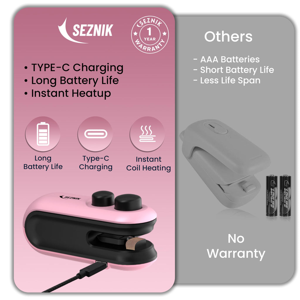 Seznik Sealing Machine for Food Packets - Portable Handheld Sealing, Snacks, Chips, Fresh Storage - Mini Sealing Machine, 1 YEAR Warranty (Dark Green)