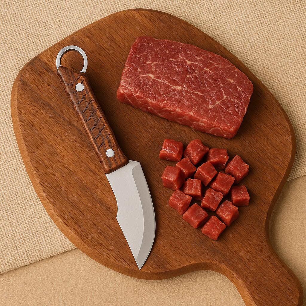 Machado Hybrid Hand-Sharpened Mongolian Knife with Leather Sheath - Forged Boning Multipurpose Meat Cleaver Butcher Knives Home & Kitchen