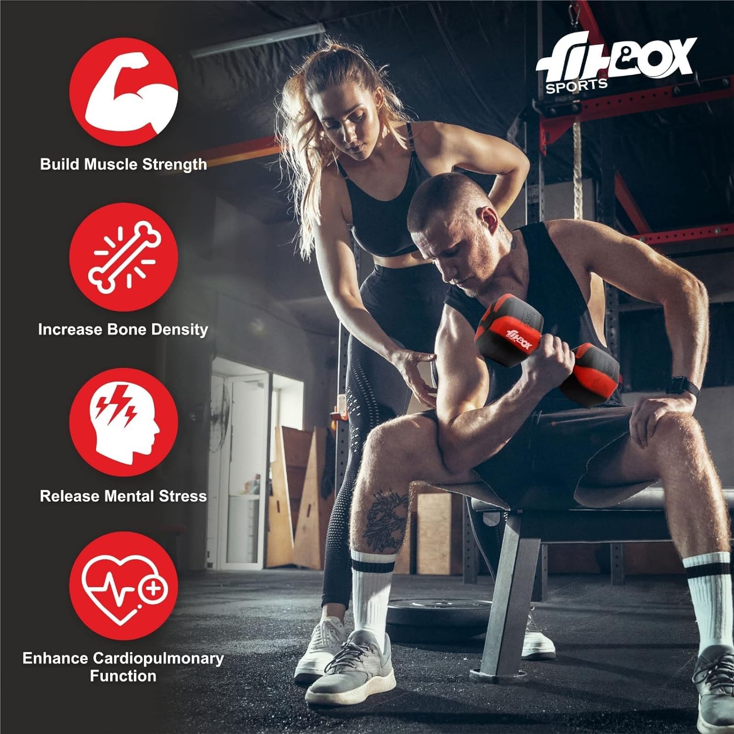 FitBox Sports 4kg Exlusive Octa PVC Fixed Dumbbells (2kg x 2) Black
