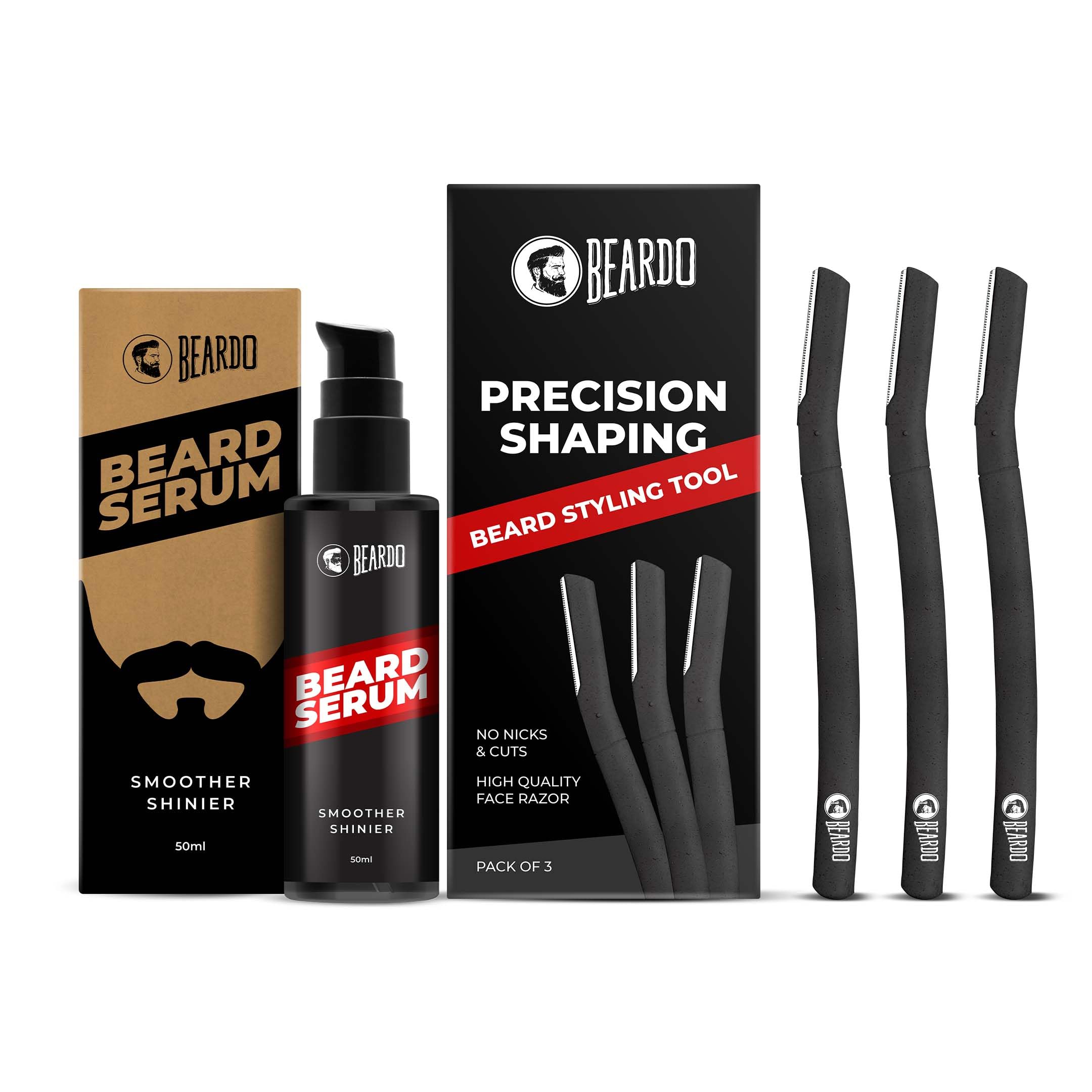 Beardo Beard Styling Tool for Men | Pack of 3 | Beard Styling Razor for Men | Reusable Razor | Sharp, Safe & Precise Shaping Tool | Body Grooming | Beard Shaper | Multi Grooming