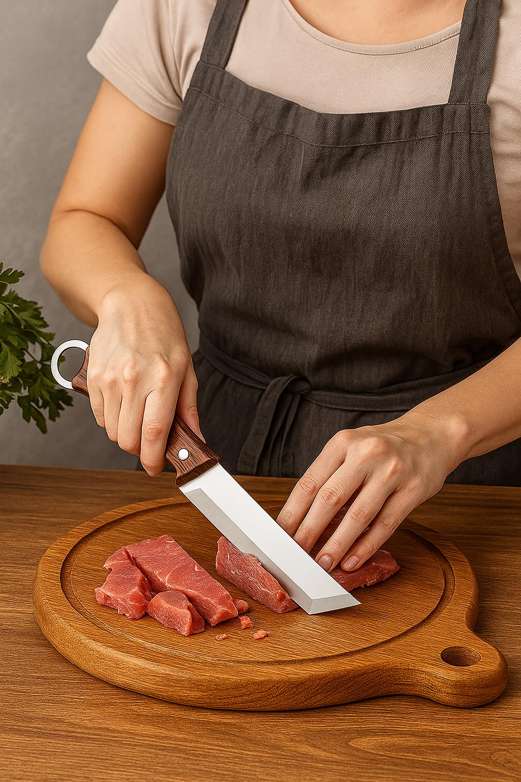 Machado Hybrid Hand-Sharpened Mongolian Knife with Leather Sheath - Forged Boning Multipurpose Meat Cleaver Butcher Knives Home & Kitchen