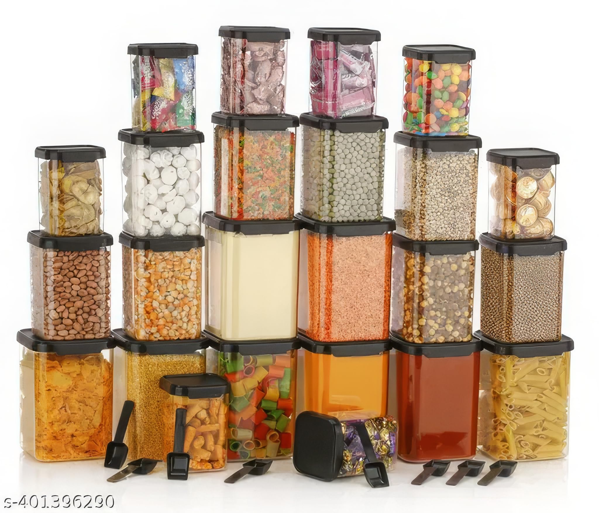 flymore Plastic 1400Ml Airtight Containers Set For Kitchen Storage And Containers Box For Pantry Organization And Container For Kitchen Storage,Set of 24-(350ml+650ml+950ml+1400 ml)