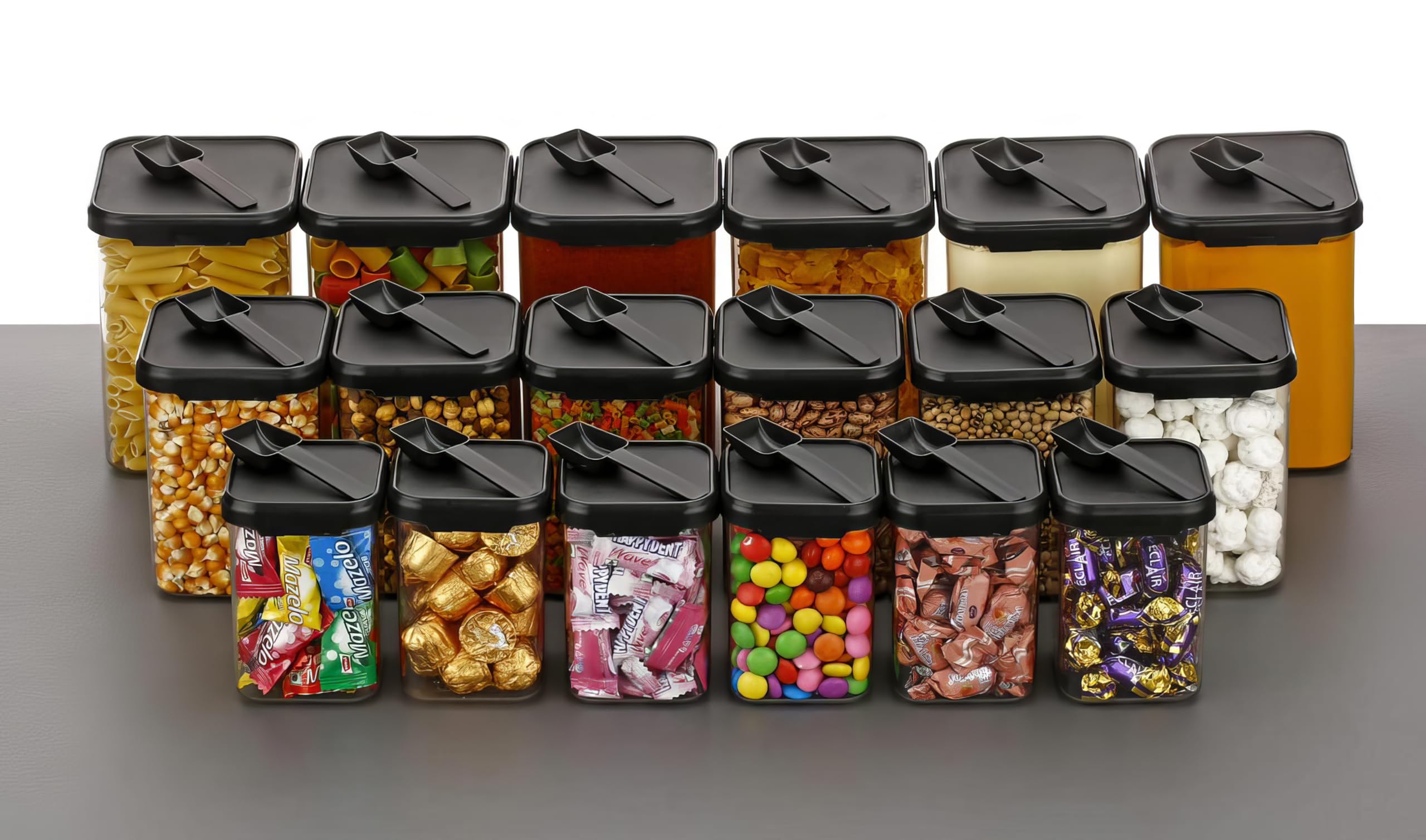 flymore Plastic 1400Ml Airtight Containers Set For Kitchen Storage And Containers Box For Pantry Organization And Container For Kitchen Storage,Set of 24-(350ml+650ml+950ml+1400 ml)