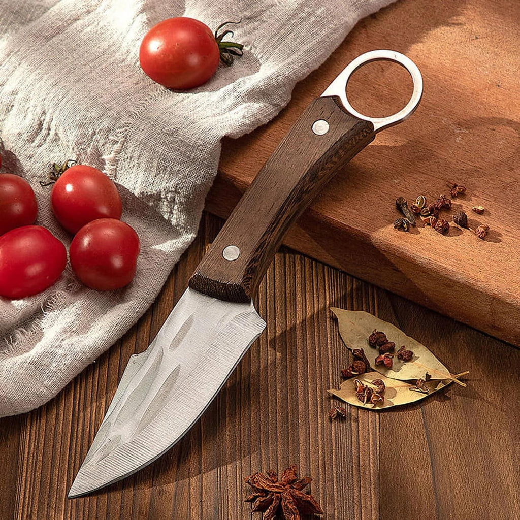 Machado Hybrid Hand-Sharpened Mongolian Knife with Leather Sheath - Forged Boning Multipurpose Meat Cleaver Butcher Knives Home & Kitchen