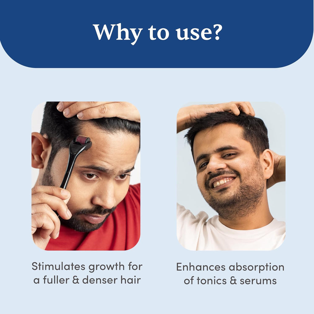 Man Matters Derma roller 1.00 mm With 540 Titanium Alloy Needles | Promotes Beard Growth & Reduces Acne Scars | Safe & Effective To Use | Safe & Effective To Use