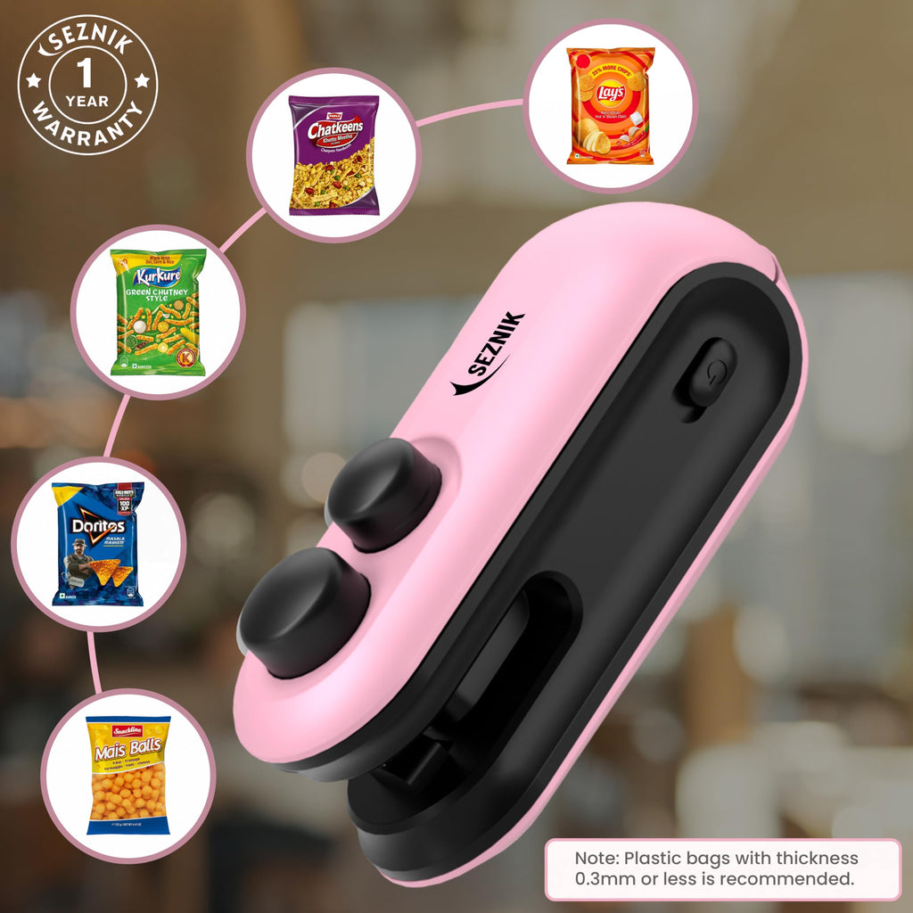 Seznik Sealing Machine for Food Packets - Portable Handheld Sealing, Snacks, Chips, Fresh Storage - Mini Sealing Machine, 1 YEAR Warranty (Dark Green)