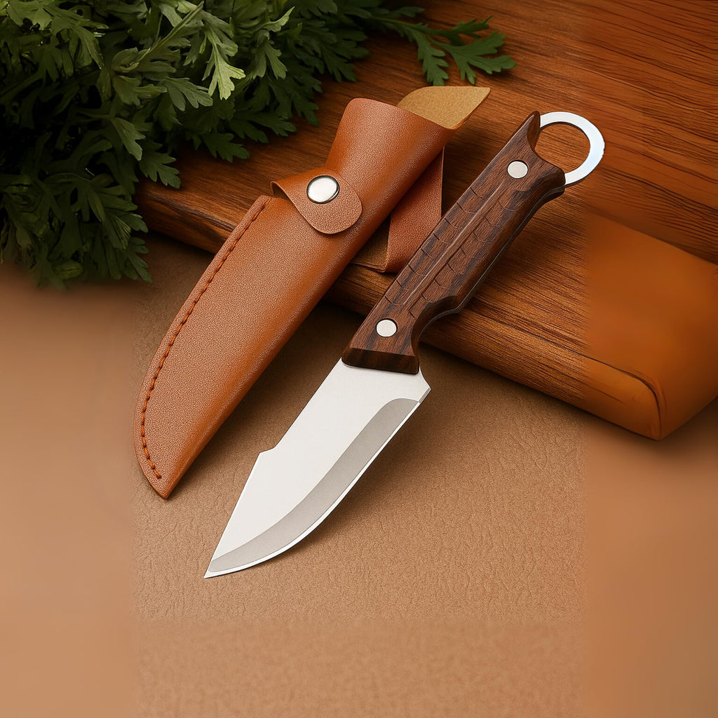 Machado Hybrid Hand-Sharpened Mongolian Knife with Leather Sheath - Forged Boning Multipurpose Meat Cleaver Butcher Knives Home & Kitchen